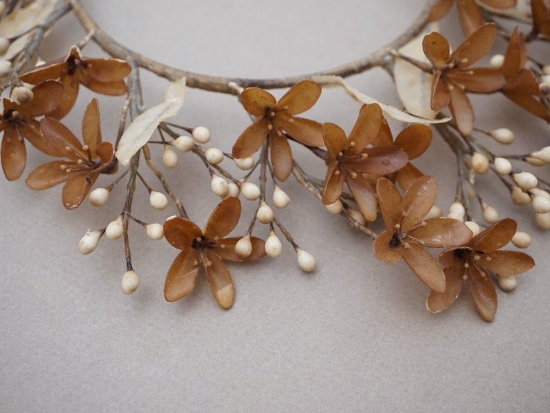 画像3: ＊蚤の市＊1900年代 秋色 ワックスフラワーのヘッドリース ウェディング 結婚式 ティアラ オレンジブロッサム アンティーク 