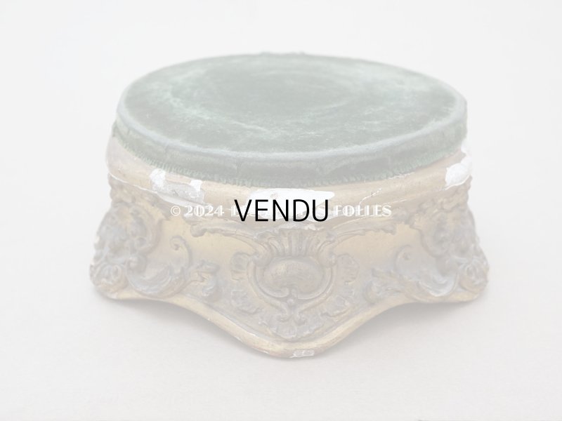 画像7: 19世紀末 アンティーク ロカイユ装飾の台座 モスグリーンのベルベット