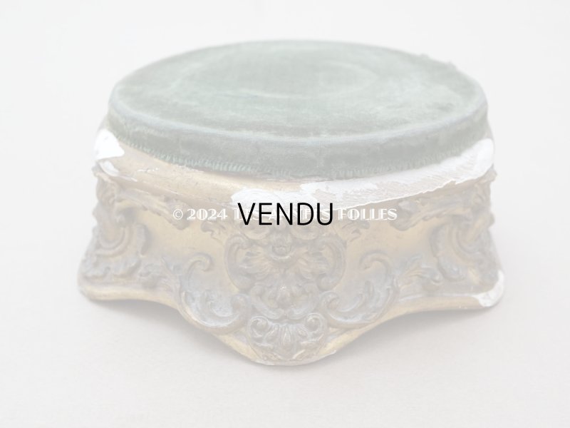 画像8: 19世紀末 アンティーク ロカイユ装飾の台座 モスグリーンのベルベット