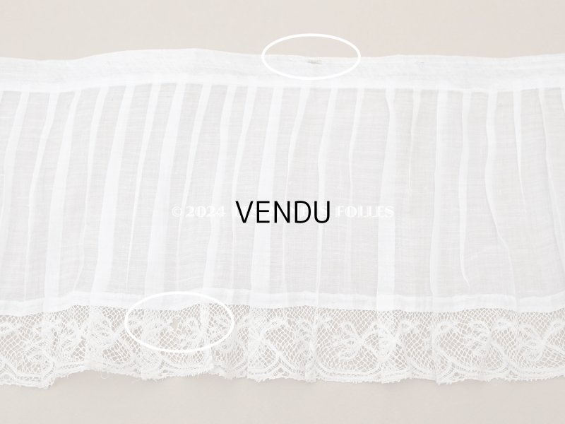 画像6: 1900年頃 アンティーク 幅広 ドレスパーツ プリーツ レース付き 1.56m 幅17.5cm コットンオーガンジー
