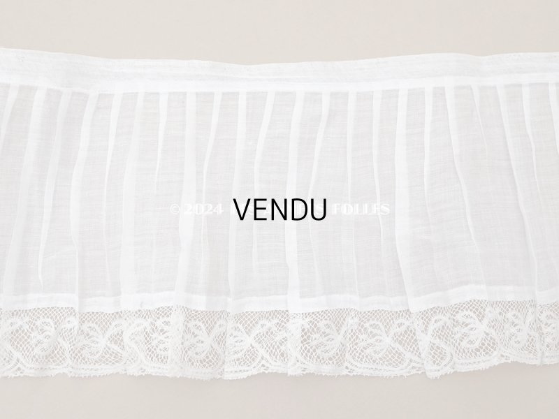 画像7: 1900年頃 アンティーク 幅広 ドレスパーツ プリーツ レース付き 1.56m 幅17.5cm コットンオーガンジー
