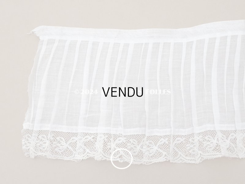 画像5: 1900年頃 アンティーク 幅広 ドレスパーツ プリーツ レース付き 1.56m 幅17.5cm コットンオーガンジー