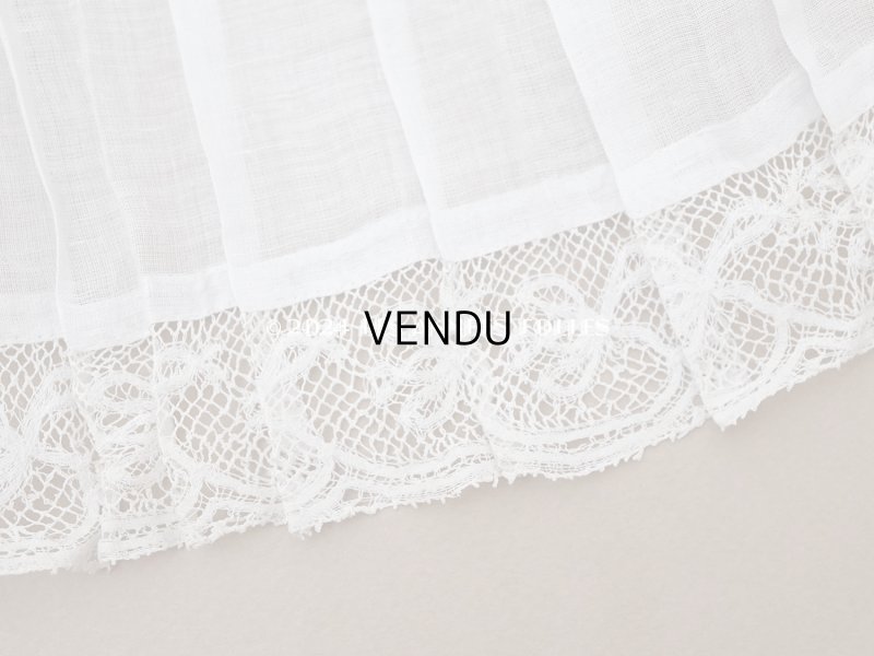 画像4: 1900年頃 アンティーク 幅広 ドレスパーツ プリーツ レース付き 1.56m 幅17.5cm コットンオーガンジー