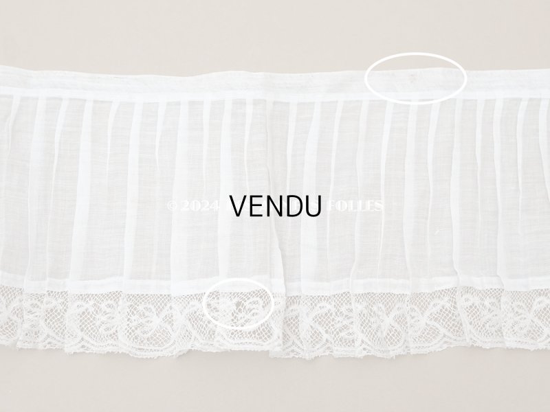 画像8: 1900年頃 アンティーク 幅広 ドレスパーツ プリーツ レース付き 1.56m 幅17.5cm コットンオーガンジー