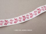 19世紀末 アンティーク 花模様 ジャガード織リボン 87cm 2.4cm幅  