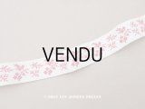 19世紀末 アンティーク 花模様 ジャガード織リボン 87cm 2.4cm幅  