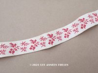 19世紀末 アンティーク 花模様 ジャガード織リボン 87cm 2.4cm幅  