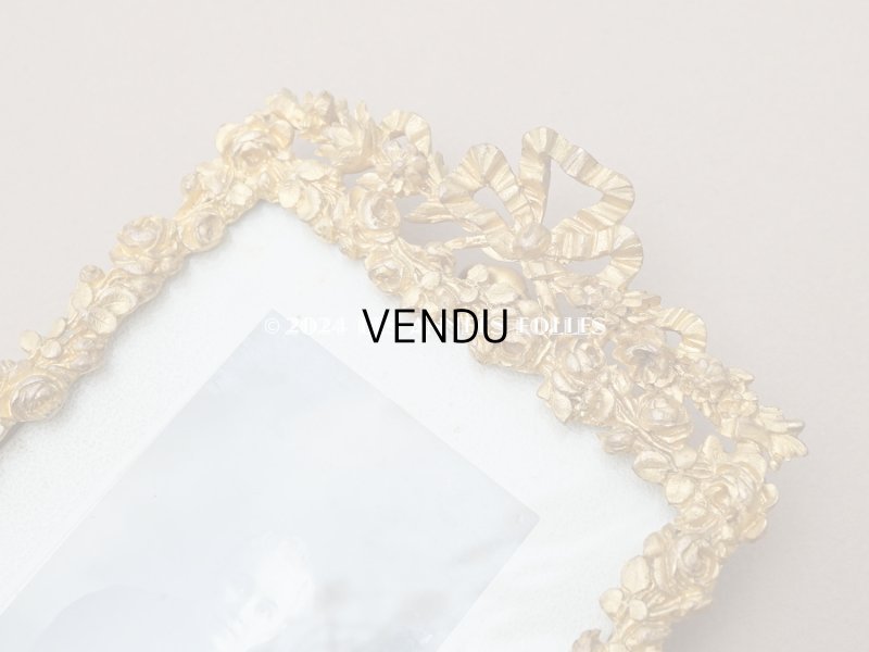 画像3: 【クリスマスセール2024対象外】19世紀末 アンティーク  ブロンズ製 フォトフレーム  薔薇とリボンのガーランド