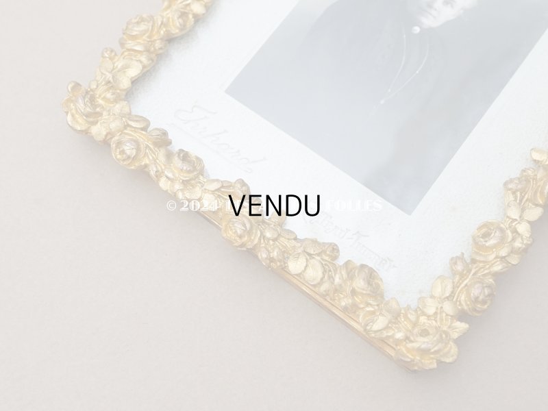 画像8: 【クリスマスセール2024対象外】19世紀末 アンティーク  ブロンズ製 フォトフレーム  薔薇とリボンのガーランド