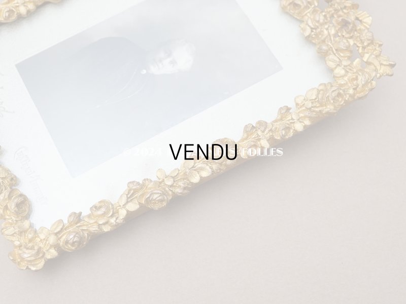 画像7: 【クリスマスセール2024対象外】19世紀末 アンティーク  ブロンズ製 フォトフレーム  薔薇とリボンのガーランド