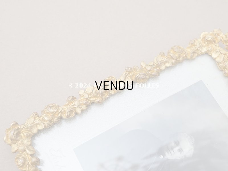 画像6: 【クリスマスセール2024対象外】19世紀末 アンティーク  ブロンズ製 フォトフレーム  薔薇とリボンのガーランド