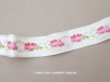 19世紀 アンティーク シルク製 リボン ピンクの薔薇
