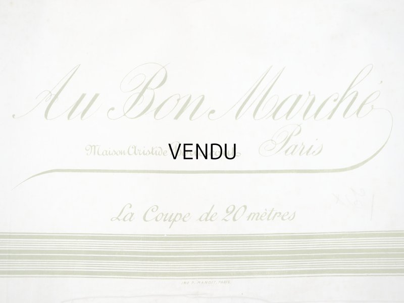 画像4: アンティーク ボンマルシェ百貨店のロゴ入り 広幅 コットンファブリック 12〜15m - AU BON MARCHE -