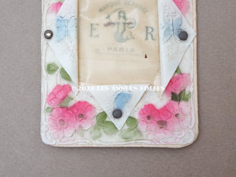 画像5: 1900年頃 アンティーク ドール用 セルロイド製 小さなフォトフレーム 薔薇
