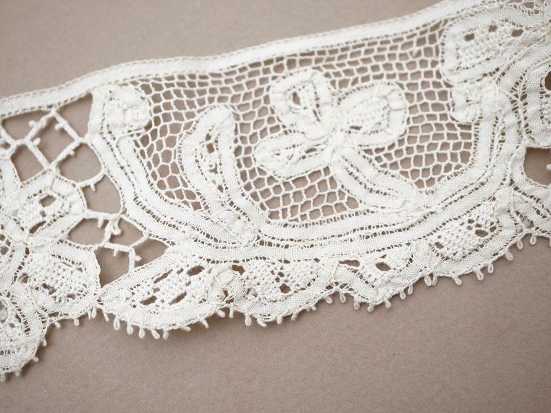 画像6: アンティーク レース 花とリボンのガーランド 手編みのボビンレース&ニードルレース 1.4m 生成り