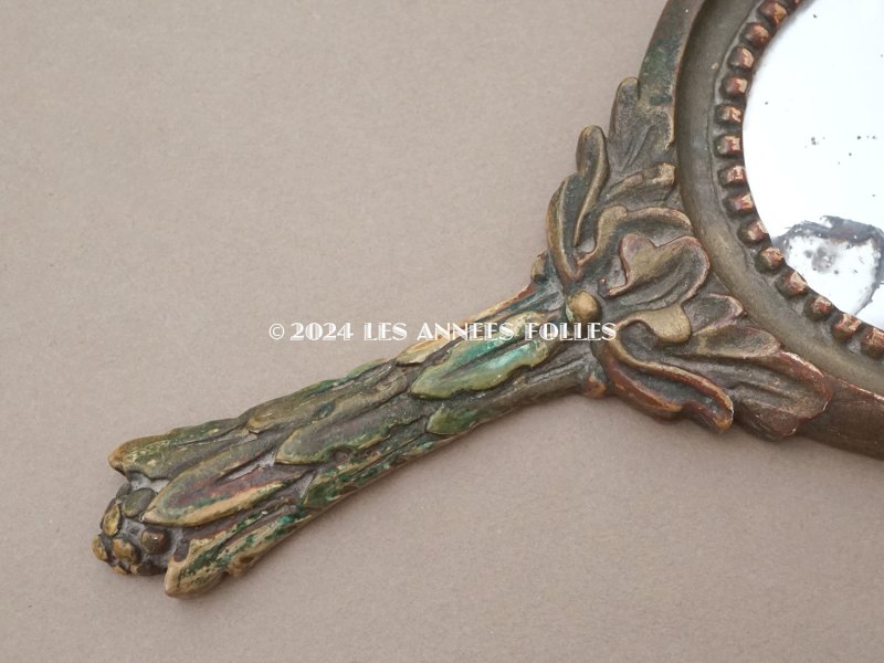 画像3: 18世紀末〜19世紀初頭 アンティーク 大きなリボンモチーフの手鏡 木製フレーム