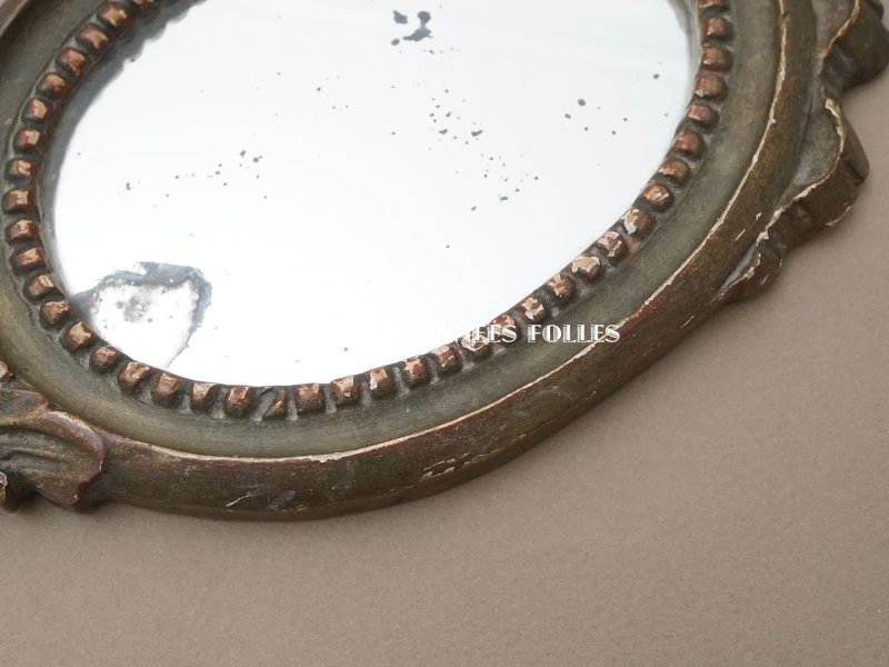 画像4: 18世紀末〜19世紀初頭 アンティーク 大きなリボンモチーフの手鏡 木製フレーム