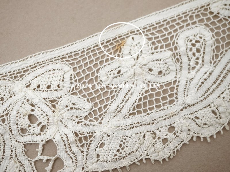 画像8: アンティーク レース 花とリボンのガーランド 手編みのボビンレース&ニードルレース 1.4m 生成り