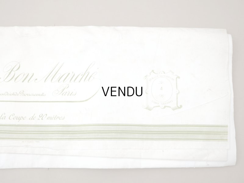 画像3: アンティーク ボンマルシェ百貨店のロゴ入り 広幅 コットンファブリック 12〜15m - AU BON MARCHE -