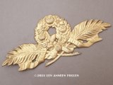 【クリスマスセール2024対象外】19世紀末 未使用 アンティーク レースペーパー 薔薇＆リボンのリース 23×10cm