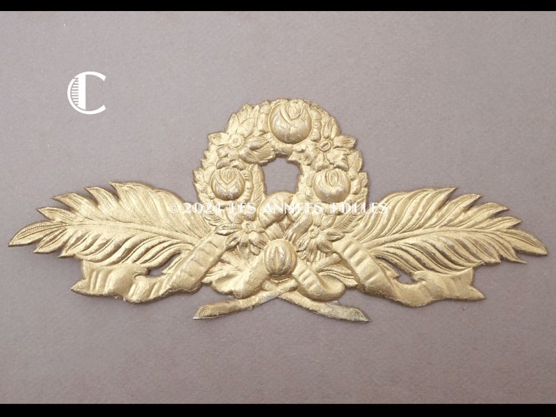 画像7: 19世紀末 未使用 アンティーク レースペーパー 薔薇&リボンのリース 23×10cm