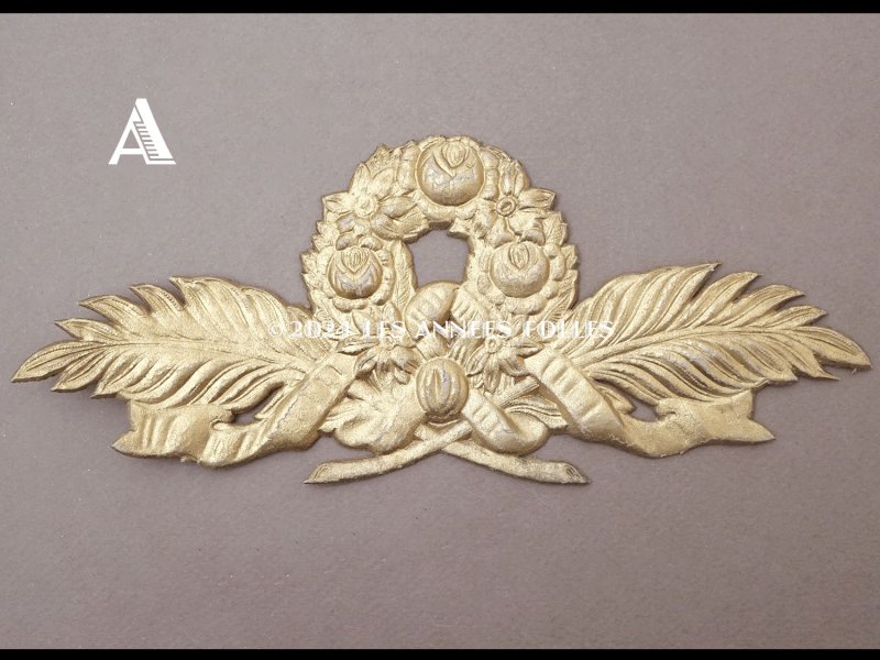 画像5: 19世紀末 未使用 アンティーク レースペーパー 薔薇&リボンのリース 23×10cm