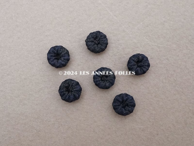 画像5: アンティーク ドール用 8mm シルク製 くるみボタン 極小 ダークブルー 6ピースのセット