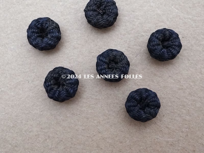 画像6: アンティーク ドール用 8mm シルク製 くるみボタン 極小 ダークブルー 6ピースのセット
