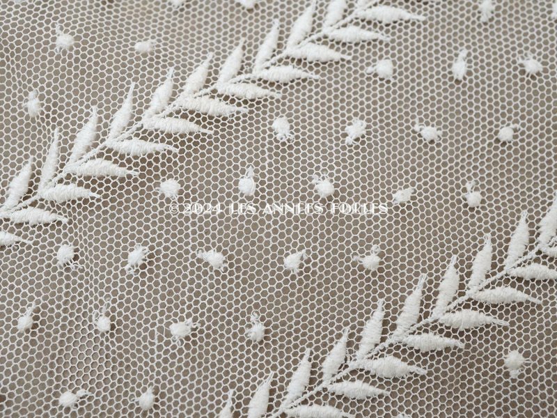 画像4: 【クリスマスセール2024対象外】アンティーク ドット刺繍入り チュールレース  生成り 43×100cm