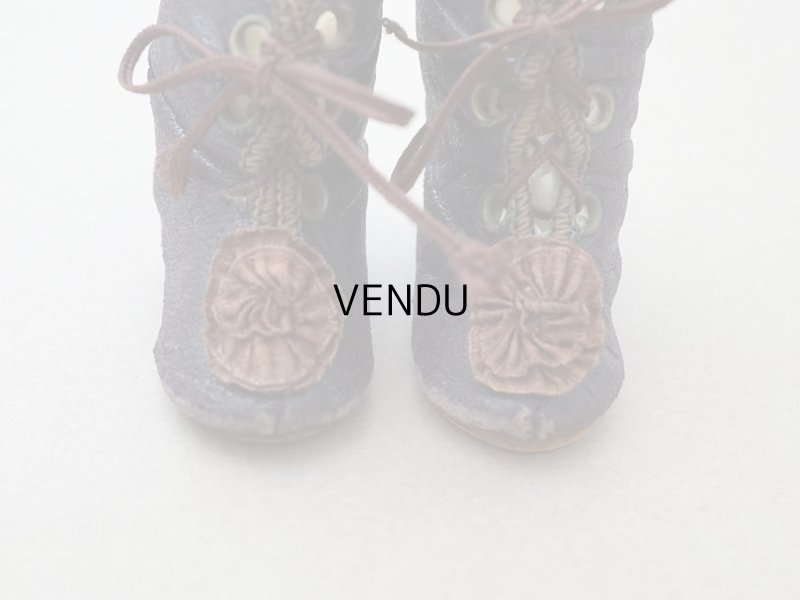 画像3: 【クリスマスセール2024対象外】19世紀末 アンティーク ドールシューズ レザー ダークブラウン L.I. 約4.8cm