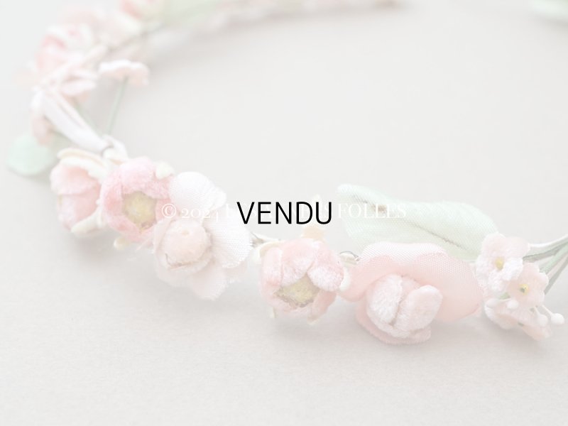 画像7: 【クリスマスセール2024対象外】アンティーク ヴェールガールのティアラ ベルベットの布花 花冠