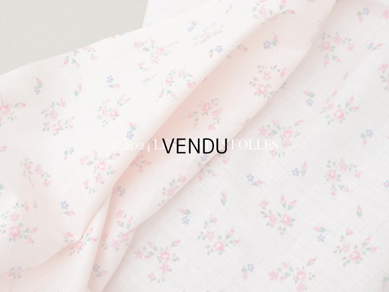 画像5: 未使用 アンティーク 小さな薔薇模様 薄手のコットンファブリック ベビーピンク 幅75cm×長さ85〜90cm