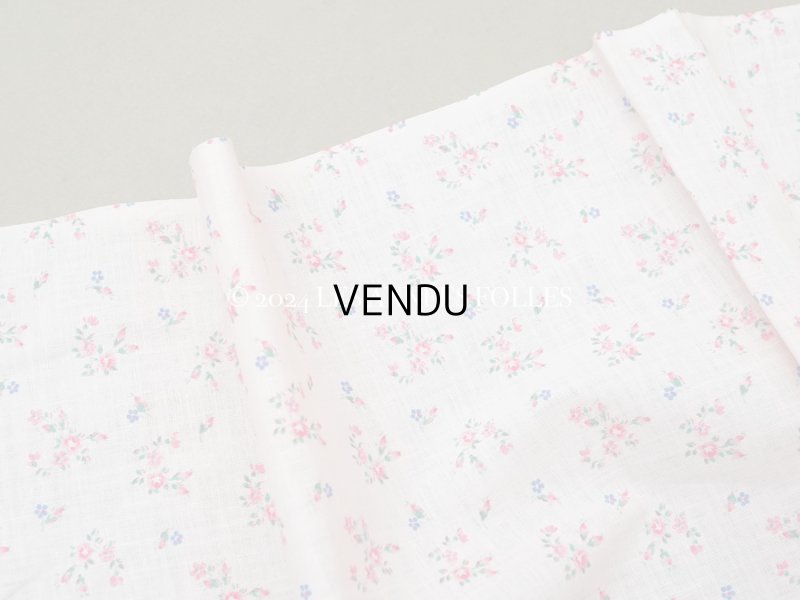 画像2: 未使用 アンティーク 小さな薔薇模様 薄手のコットンファブリック ベビーピンク 幅75cm×長さ85〜90cm