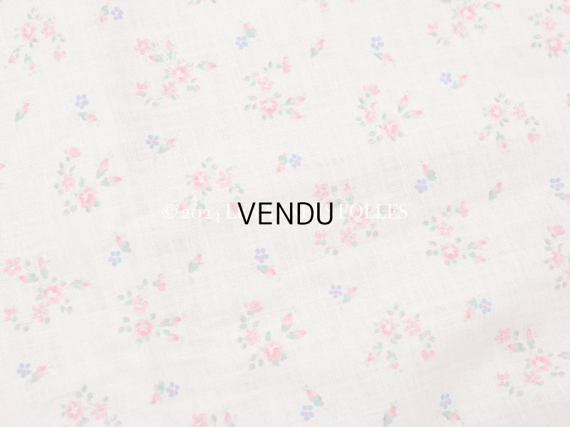 画像3: 未使用 アンティーク 小さな薔薇模様 薄手のコットンファブリック ベビーピンク 幅75cm×長さ85〜90cm