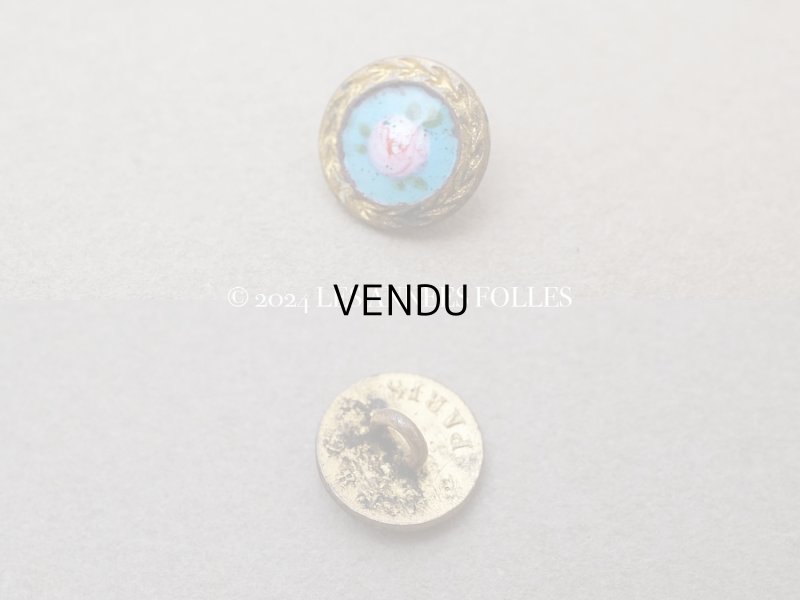 画像2: 19世紀末 アンティーク エナメルボタン 薔薇 ハンドペイント 9.5mm