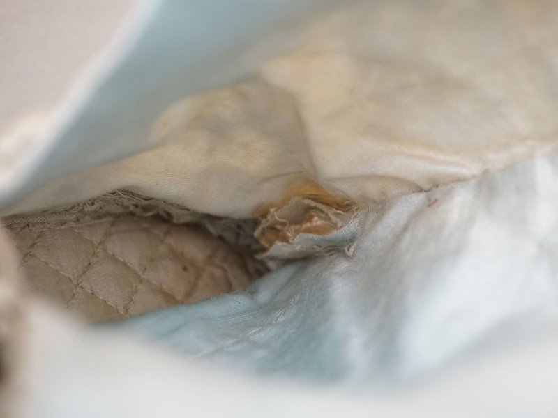 画像19: 1900年頃 アンティーク ベビーシューズ  花模様 手編みのレース&シルクサテン パウダーブルー