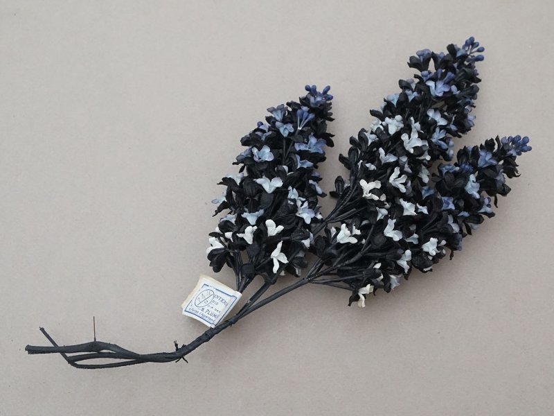 画像4: アンティーク ライラックの大きな布花 プランタン百貨店 黒&ブルー