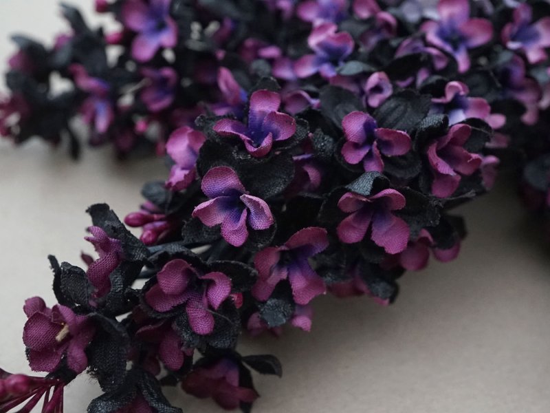 画像6: アンティーク ライラックの大きな布花 プランタン百貨店 黒&パープル