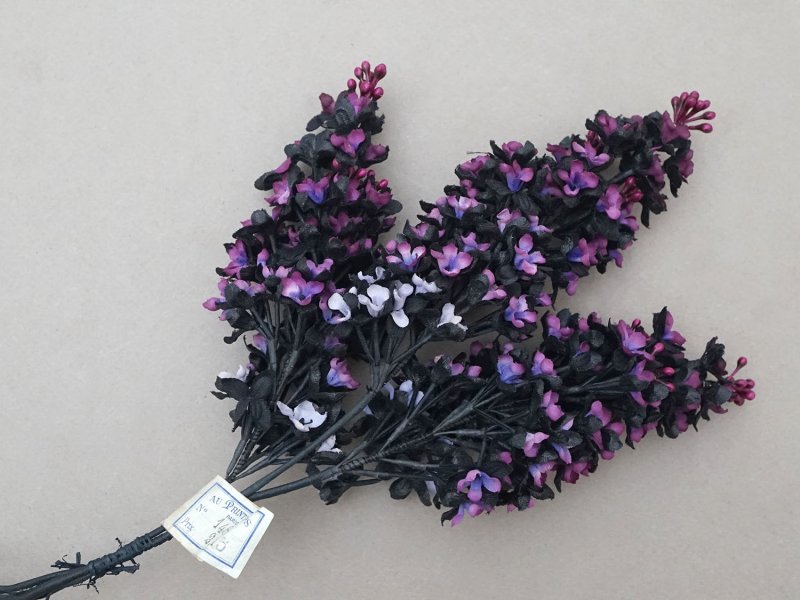 画像4: アンティーク ライラックの大きな布花 プランタン百貨店 黒&パープル