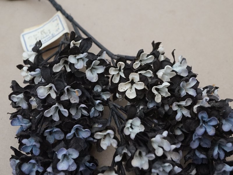 画像5: アンティーク ライラックの大きな布花 プランタン百貨店 黒&ブルー