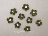 アンティーク 布花 ベルベットの花びら 9ピースのセット モスグリーン 17mm