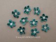 画像1: アンティーク 布花 ベルベットの花びら 10ピースのセット ブルーグリーン 18mm (1)