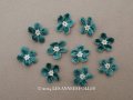 アンティーク 布花 ベルベットの花びら 10ピースのセット ブルーグリーン 18mm