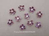 アンティーク 布花 ベルベットの花びら 9〜10ピースのセット グレイッシュパープル 18mm