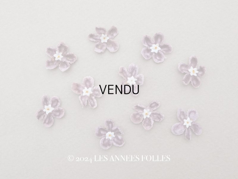 画像1: アンティーク 布花 ベルベットの花びら 9〜10ピースのセット グレイッシュパープル 18mm