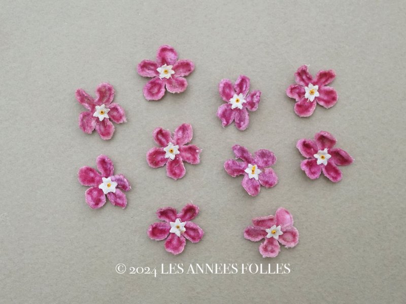 画像1: アンティーク 布花 ベルベットの花びら 9ピースのセット ライラックピンク 18mm