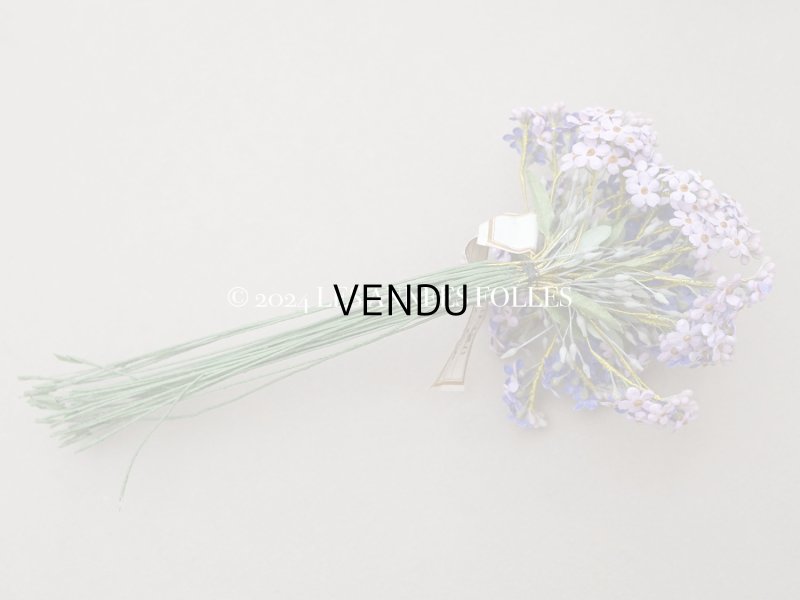 画像9: アンティーク 大きなブーケ ラヴェンダー色 小さな勿忘草の布花 200輪 ラベル付き 