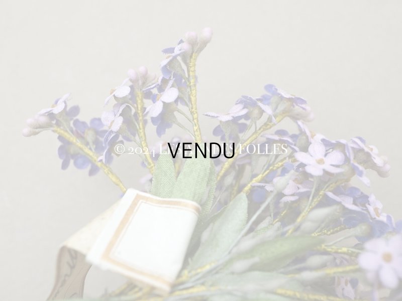 画像7: アンティーク 大きなブーケ ラヴェンダー色 小さな勿忘草の布花 200輪 ラベル付き 