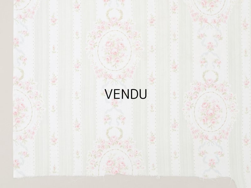 画像7: アンティーク  薔薇のメダイヨン ファブリック 79×91cm