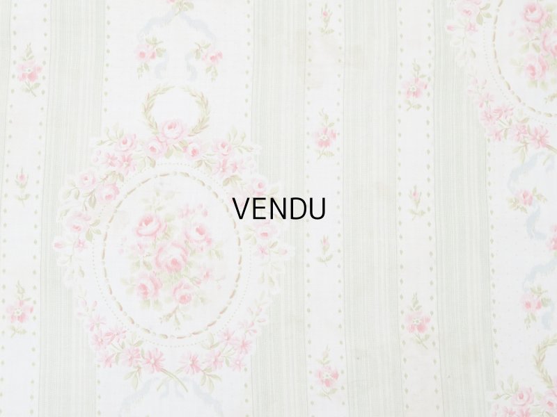 画像12: アンティーク  薔薇のメダイヨン ファブリック 79×91cm